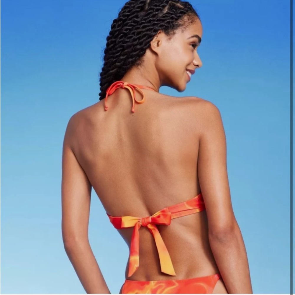 Orange yellow Halter Bikini Top. - Picture 2 of 3